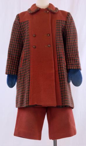 Front view of a Korean orphan suit from the 1950s