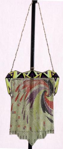 Small enameled metal mesh purse from the 1930s