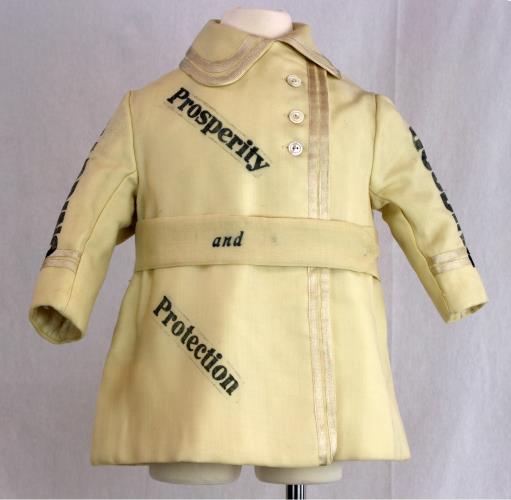 Front view of a childs Republican ticket coat from the 1920s