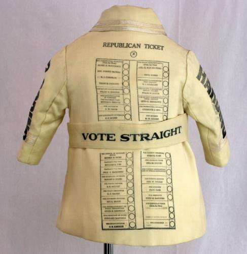 Back view of a childs Republican ticket coat from the 1920s