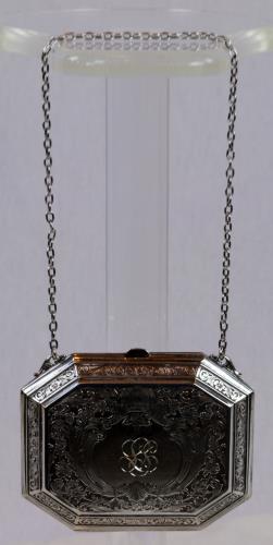Back view of a sterling silver purse from the 1890s