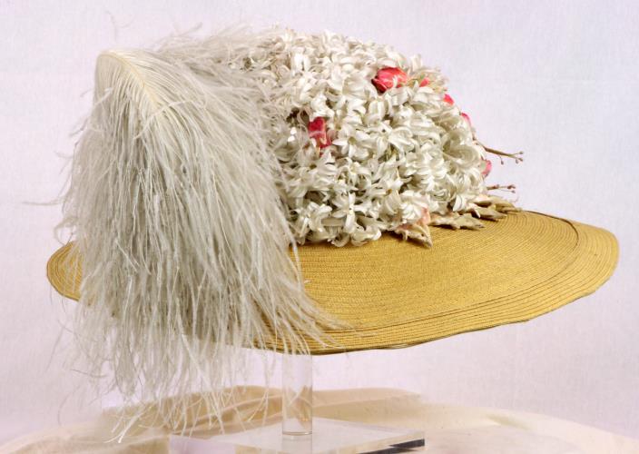 Back view of a Straw Picture, or Merry Widow Hat from the 1910s