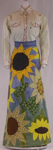 Front view of a sunflower dress, circa 1970.