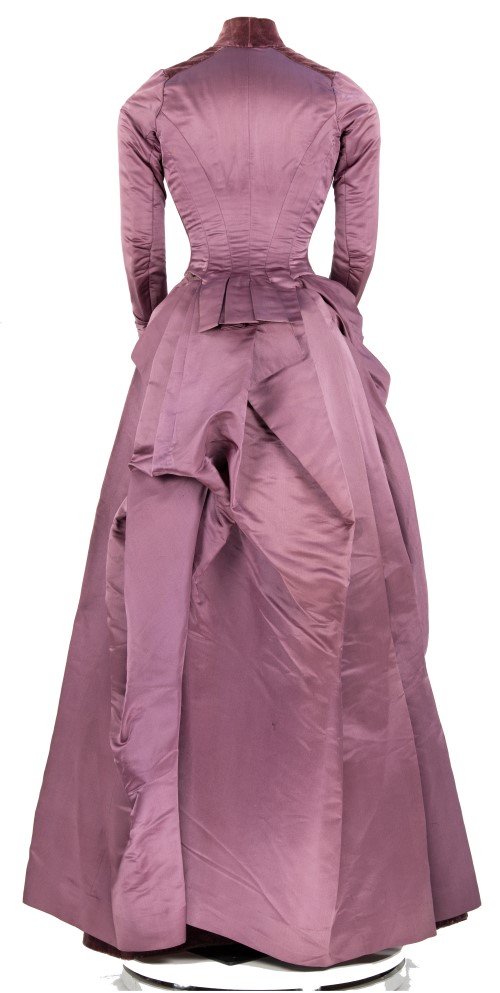 Two Piece Purple Bustle Dress: Back