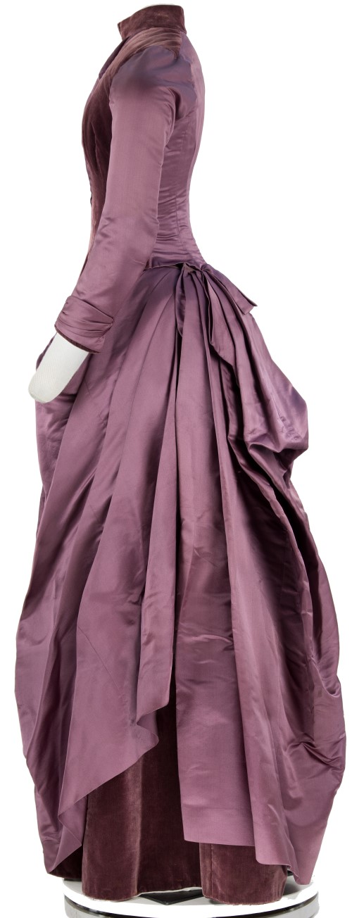 Two Piece Purple Bustle Dress: Side