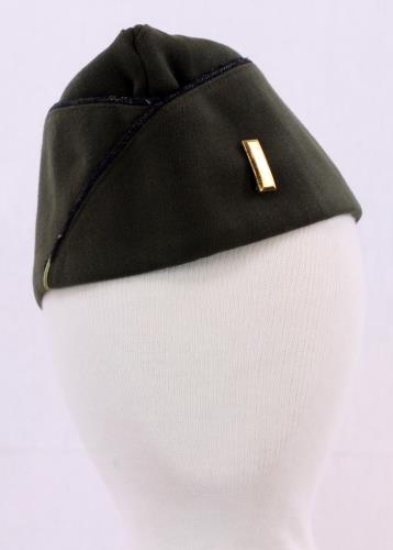 Front view of a World War II uniform butter bar hat from the 1940s
