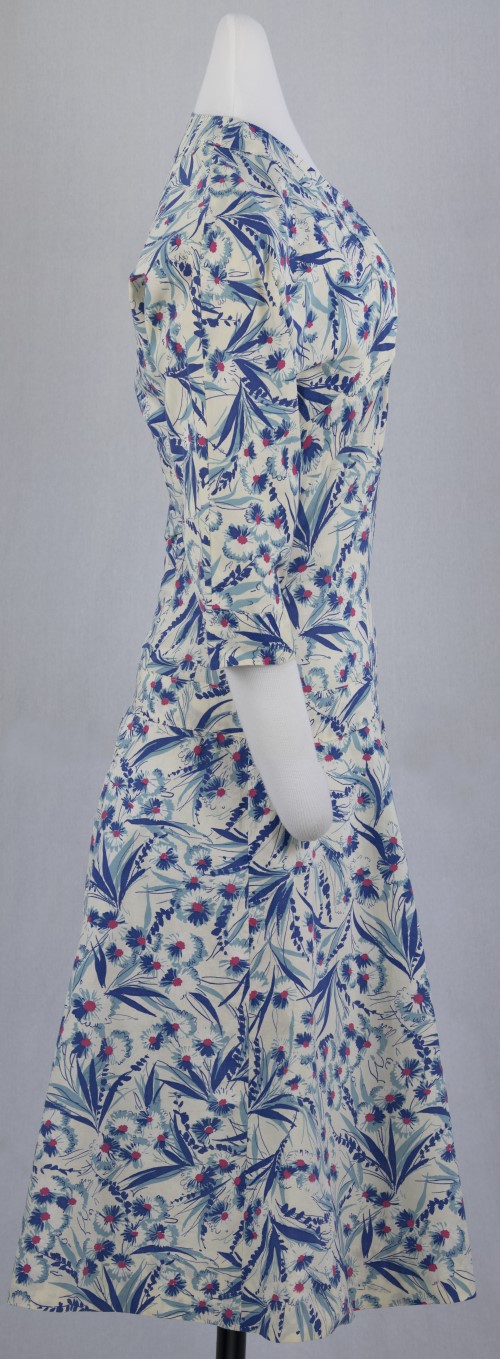 Blue and Pink Palm Dress: Side