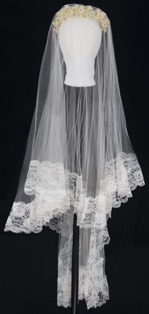 White Veil with Wax Flowers: Front