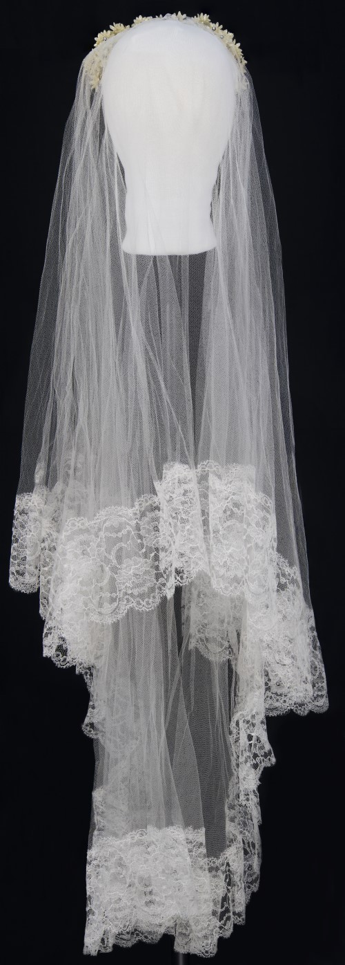 White Veil with Wax Flowers: Back