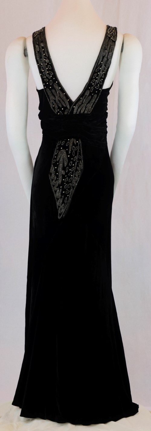 Black velvet 30's Inaugural Gown: Back