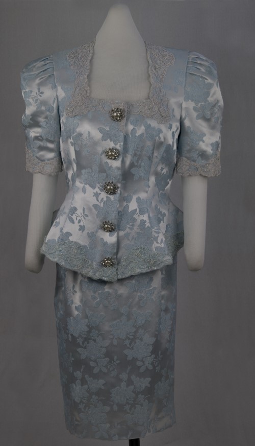 Blue Damask Skirt And Suit: Front