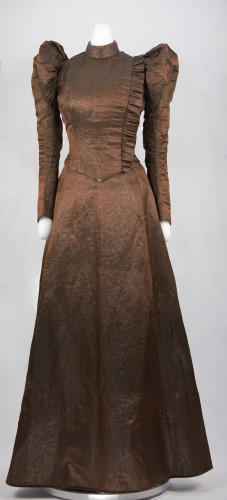 Brown Damask Dress: Front