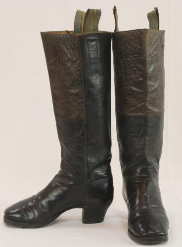 Front and side view of mens boots from the 1870s