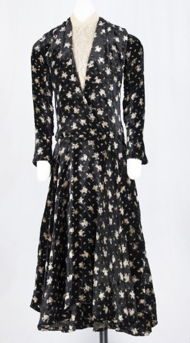 Black Velvet Dress With Flowers: Front