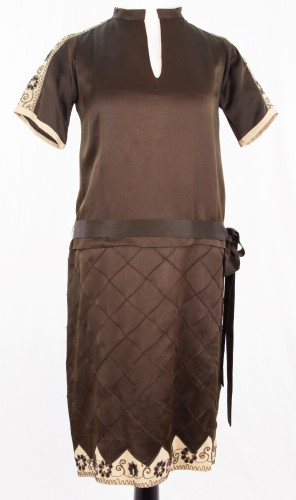 Brown Silk Chemise Dress: Front