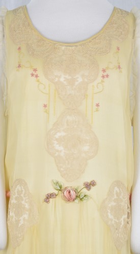Yellow Chiffon Chemise Dress: Detail Front