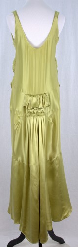 Sleeveless Chartreuse Satin Dress: Back