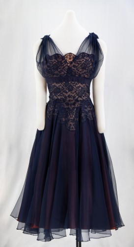 Navy and Peach Cocktail Dress: Front