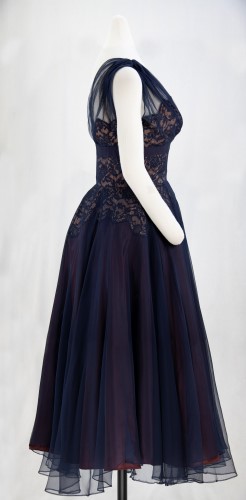 Navy and Peach Cocktail Dress: Side