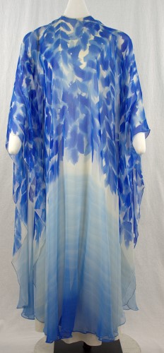 Blue Print Sheer Muumuu Dress: Front